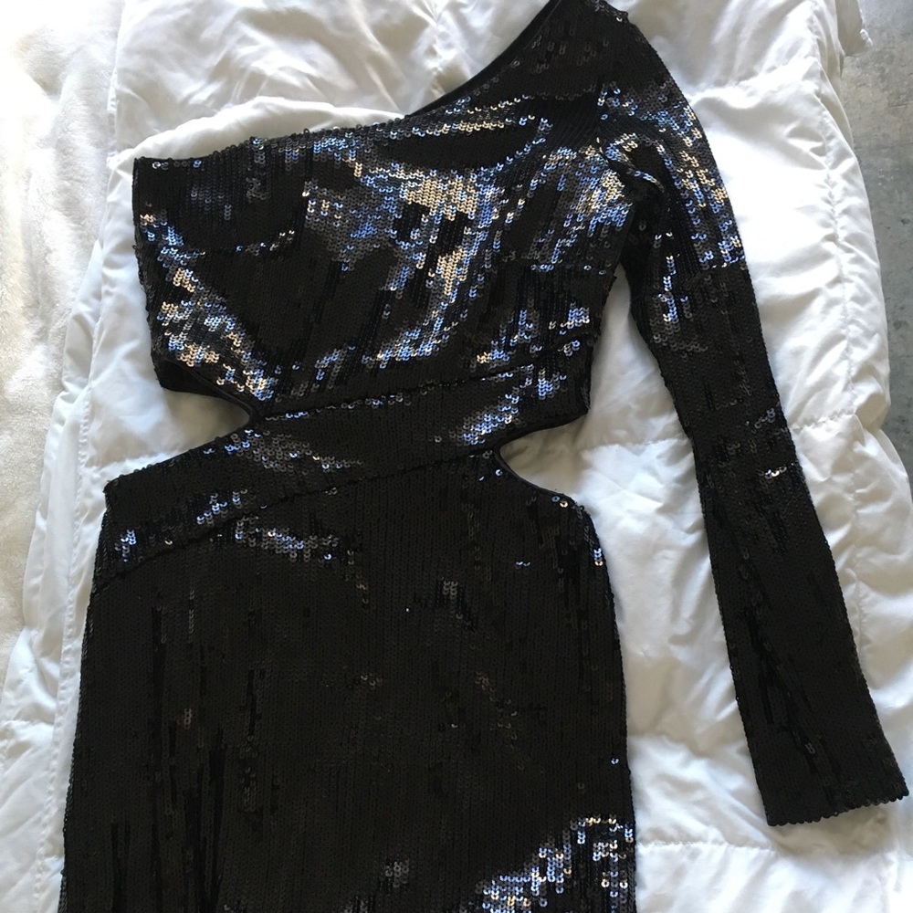 Black Sequin Mini Dress